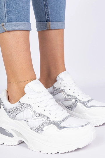 Sneakers bianche da donna decorate con glitter Sandoria 2