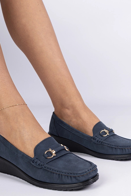 Mokasini blu da donna con tacco alto...