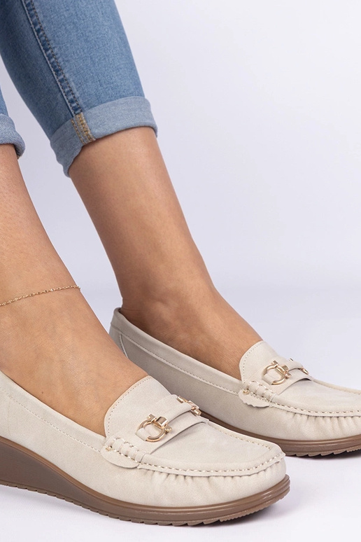 Mokasini beige da donna con tacco...