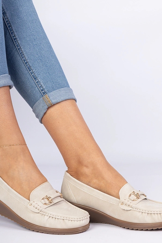 Mokasini beige da donna con tacco...