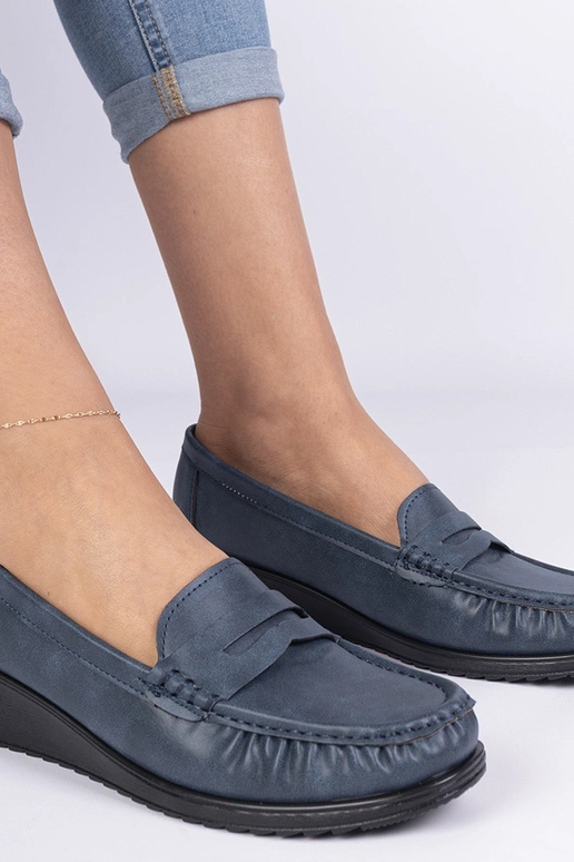 Mokasini blu da donna con zeppa Zorani
