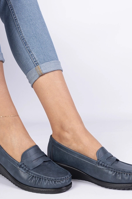 Mokasini blu da donna con zeppa Zorani