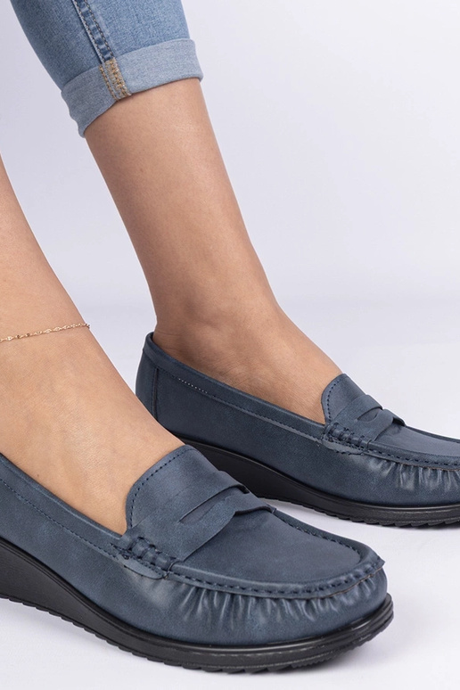 Mokasini blu da donna con zeppa Zorani