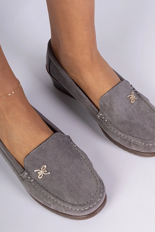 Mocassini grigi chiari da donna con...