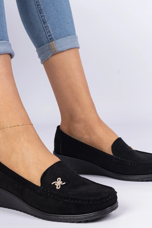 Mocassini neri da donna con plateau...