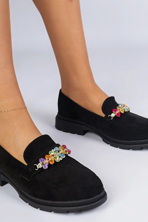 Mokasini neri da donna decorati con...