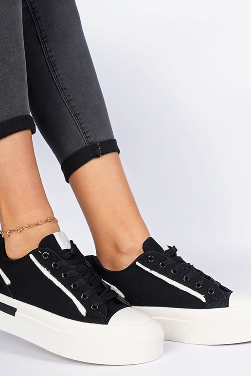 Trampoli neri da donna in tessuto con...