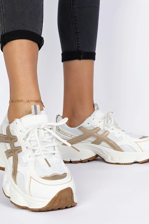 Sneakers beige da donna con suola...