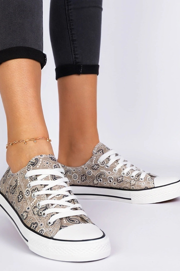 Scarpe da donna in tessuto marroni stile azteco Kalusa 2