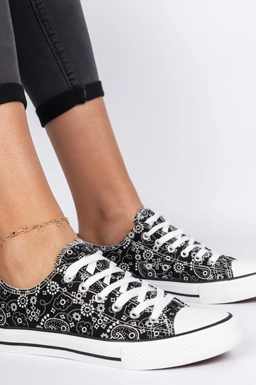 Scarpe da donna in tessuto nere stile azteco Kalusa