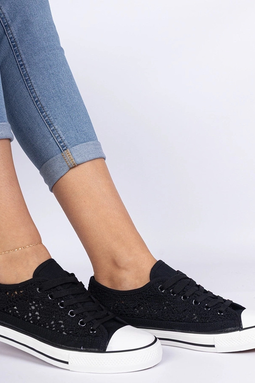 Trampoli neri da donna in tessuto...