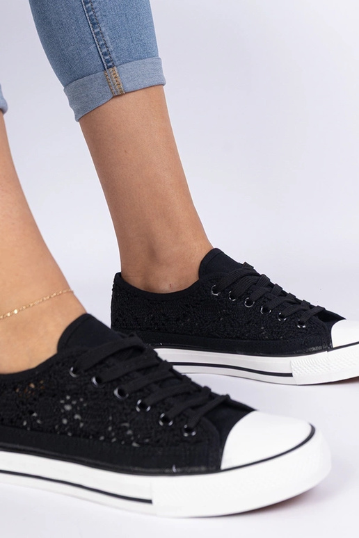 Trampoli neri da donna in tessuto...