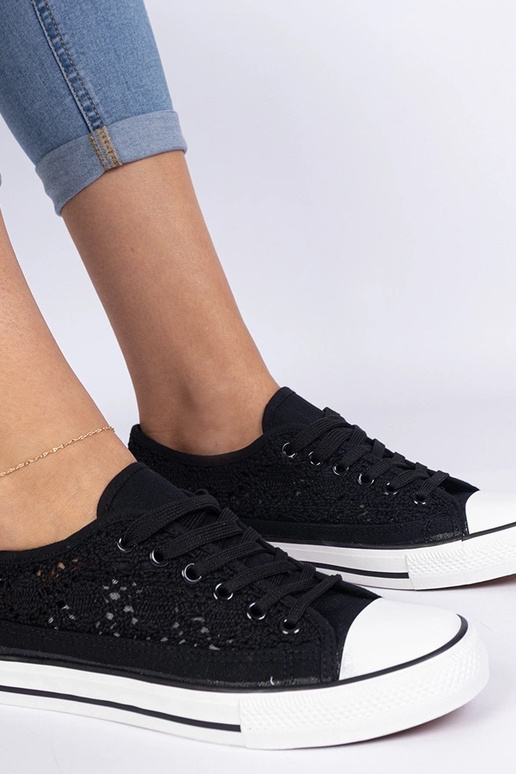 Trampoli neri da donna in tessuto...