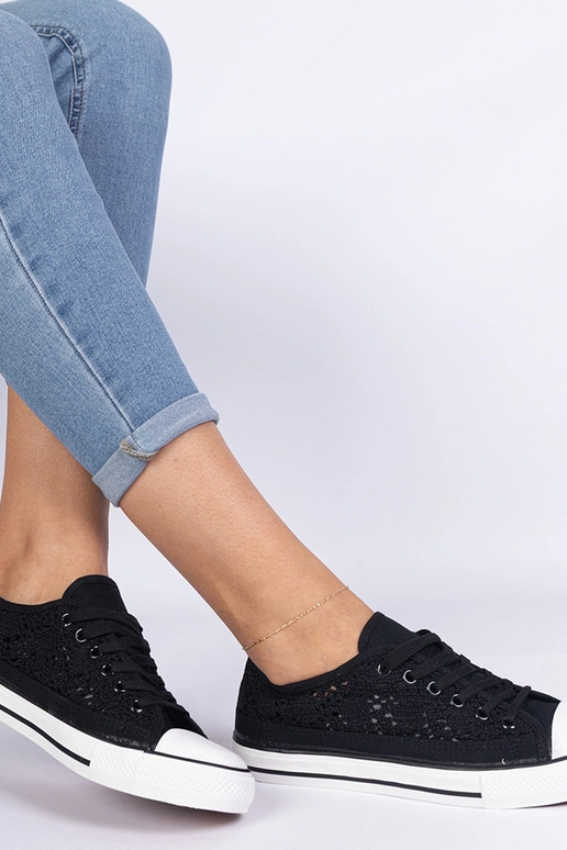 Trampoli neri da donna in tessuto...