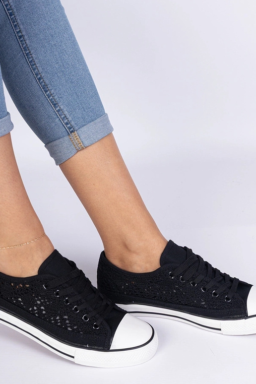 Trampoli neri da donna in tessuto...