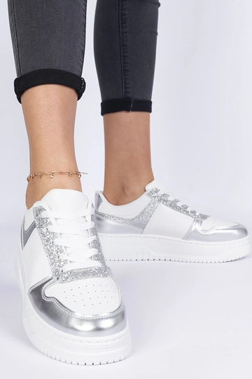 Sneakers argento da donna con suola spessa Dolla