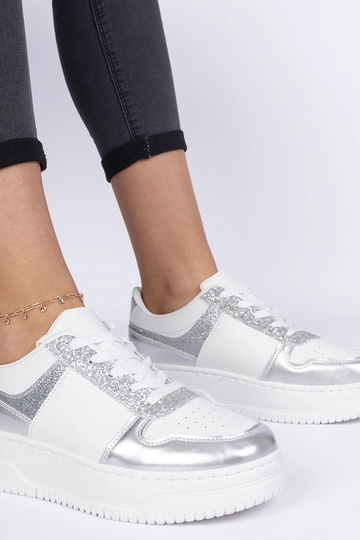Sneakers argento da donna con suola spessa Dolla 2