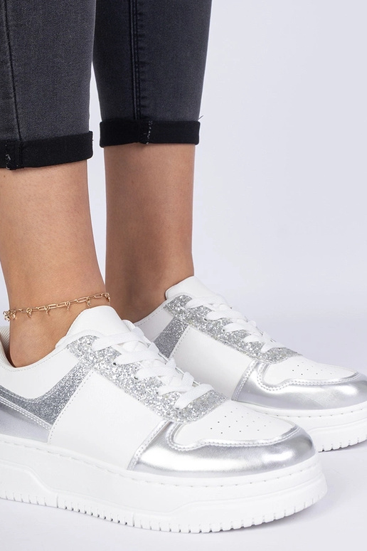 Sneakers argento da donna con suola...