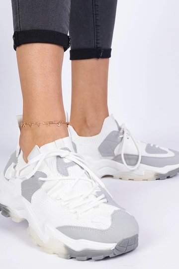 Sneakers bianchi da donna con gambale a calza Milada