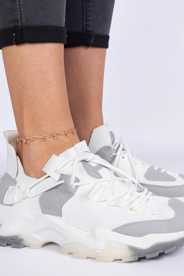 Sneakers bianchi da donna con gambale a calza Milada 2