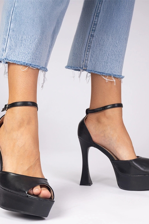 Sandali neri con tacco alto Tesli