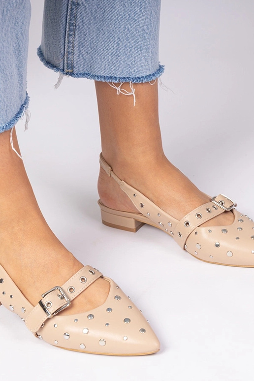 Décolleté beige a tacco basso con...