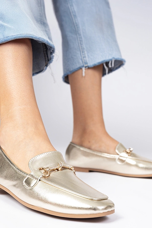 Mokasini dorati con decorazione e...