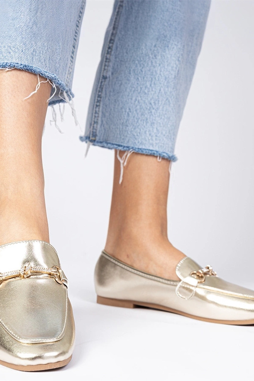 Mokasini dorati con decorazione e...