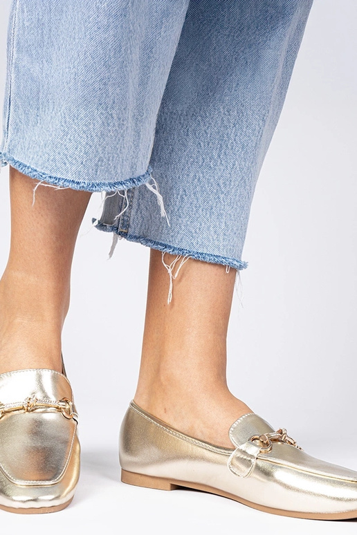 Mokasini dorati con decorazione e...