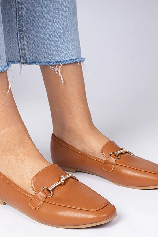 Mokasini marroni con decorazione e...