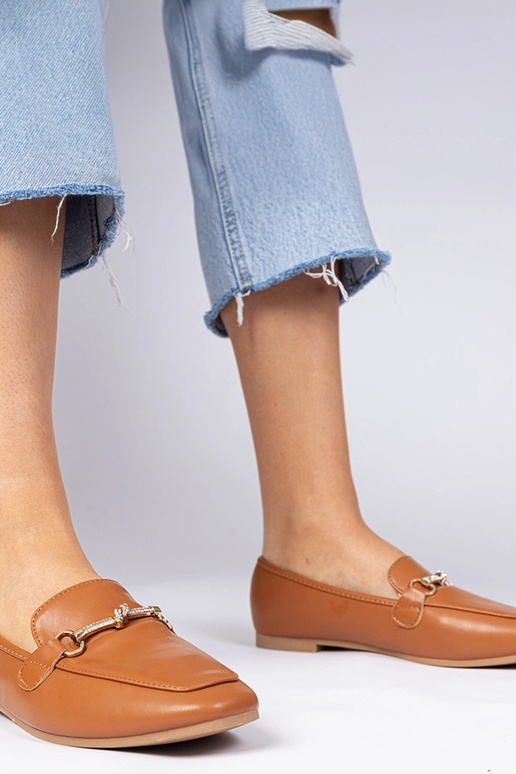 Mokasini marroni con decorazione e...