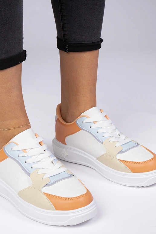 Scarpe sportive bianche-arancioni in...