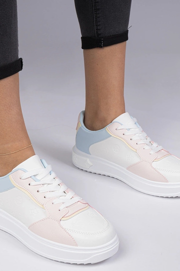 Scarpe sportive bianche-rosa in similpelle Lavilia