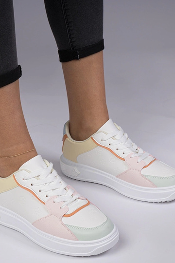 Scarpe sportive bianche-gialle in similpelle Lavilia