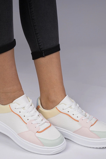Scarpe sportive bianche-gialle in similpelle Lavilia 2