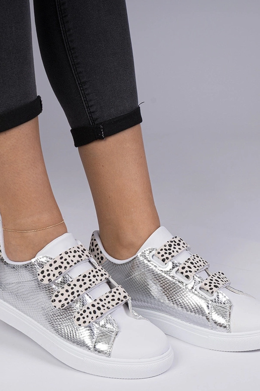 Sneakers argento con finitura animale...