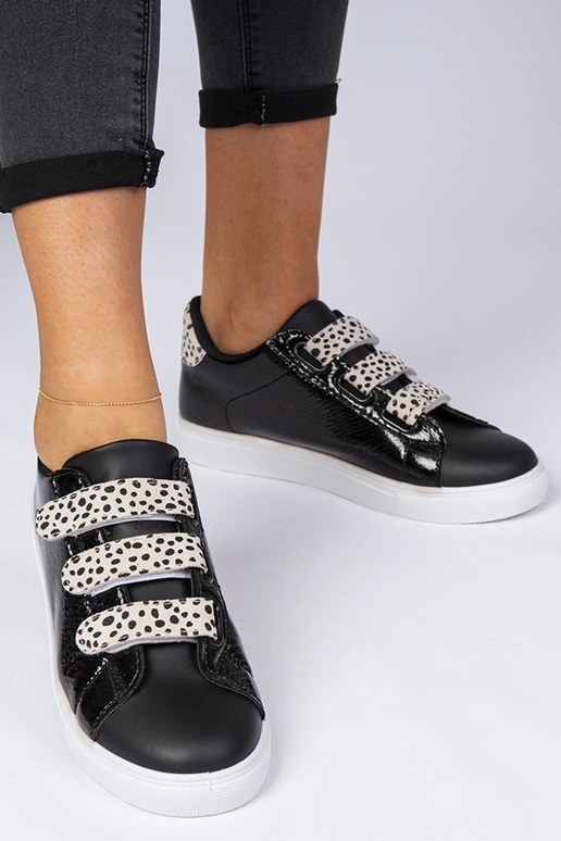 Sneakers nere con finitura animale a...