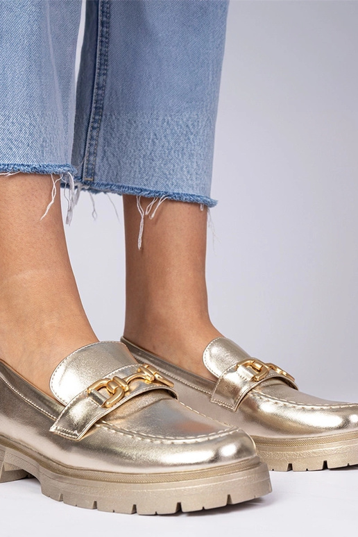 Mocassini eleganti dorati in pelle...