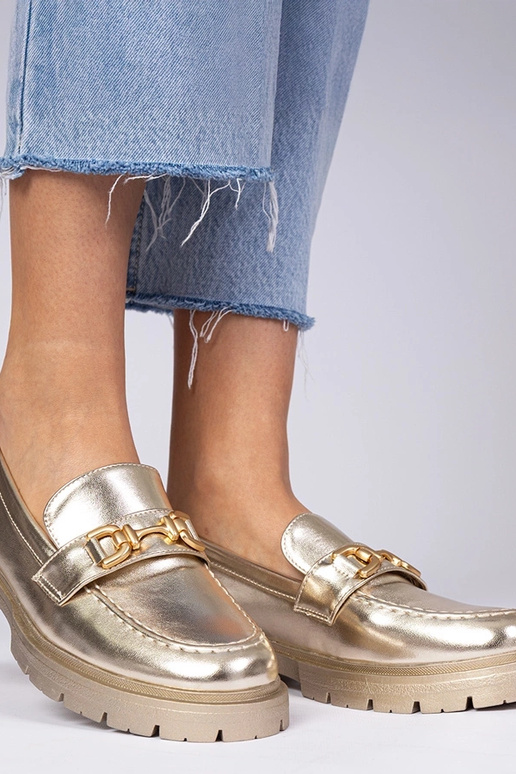 Mocassini eleganti dorati in pelle...