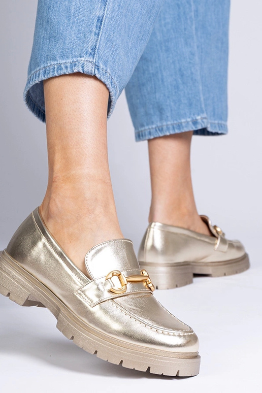 Mocassini eleganti dorati con...