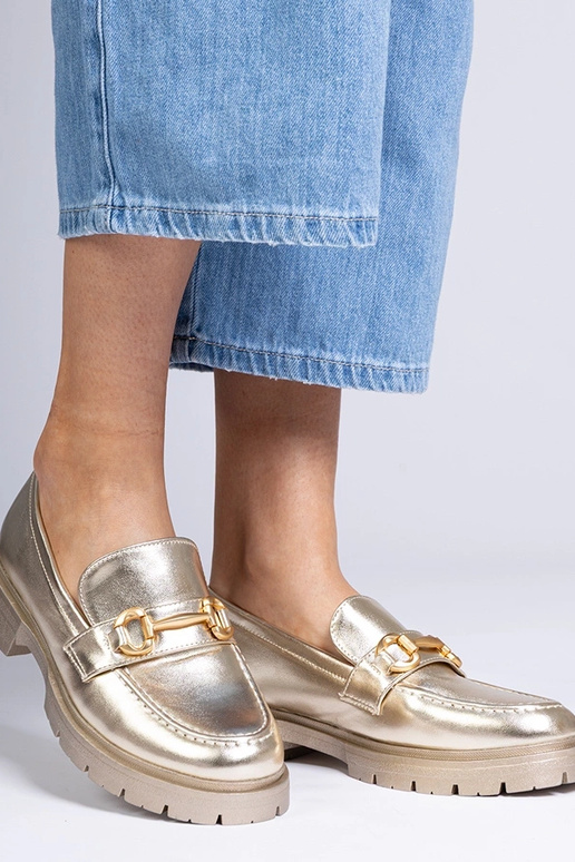 Mocassini eleganti dorati con...