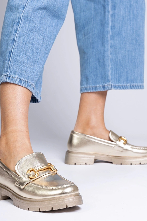 Mocassini eleganti dorati con...