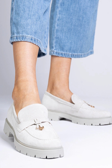 Mocassini eleganti grigi in...