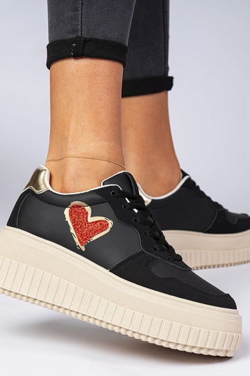 Sneakers donne nere con cuore di paillettes Laira 2