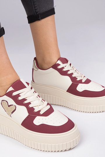 Sneakers donne bordeaux con cuore di paillettes Laira