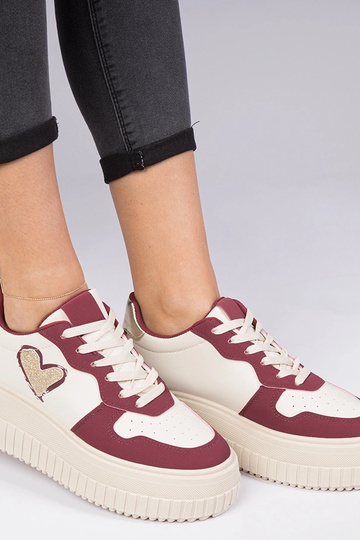Sneakers donne bordeaux con cuore di paillettes Laira 2