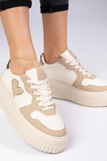 Sneakers donne marroni con cuore di paillettes Laira 2