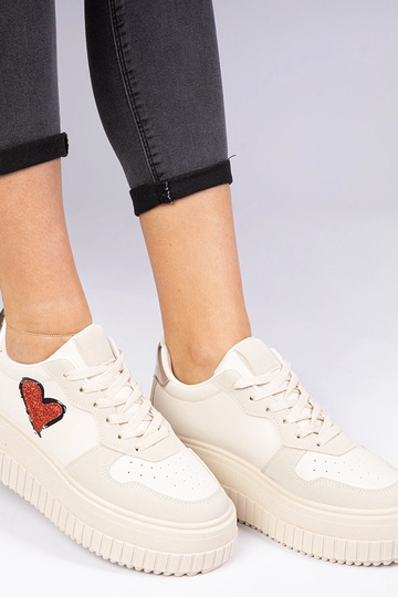 Sneakers donne beige con cuore di paillettes Laira 2