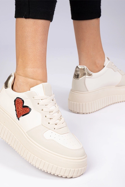 Sneakers donne beige con cuore di...