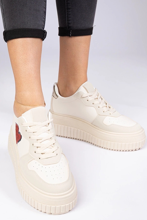 Sneakers donne beige con cuore di...